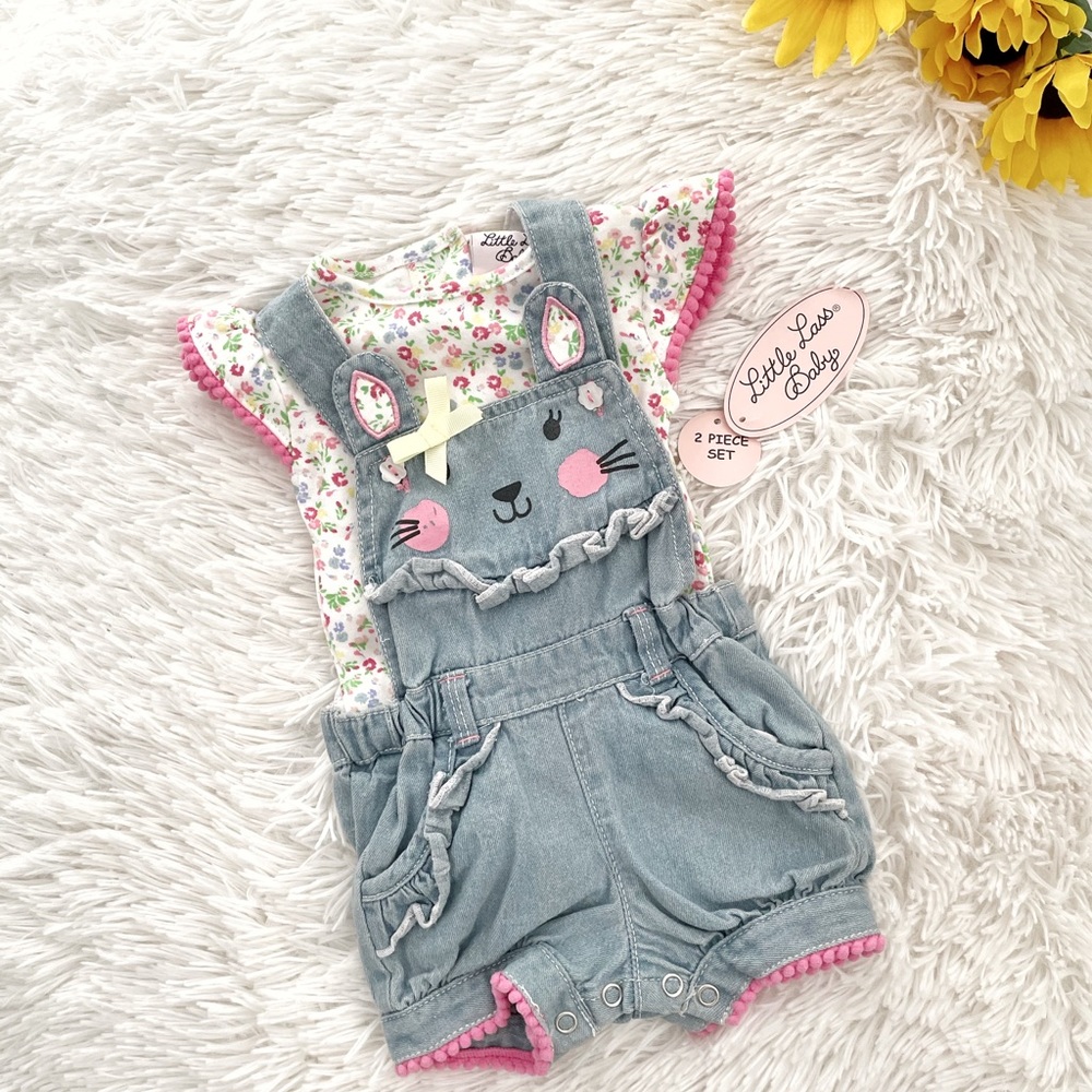 NWT 🌸 Little Lass Baby Overall 2 piece set 🌸